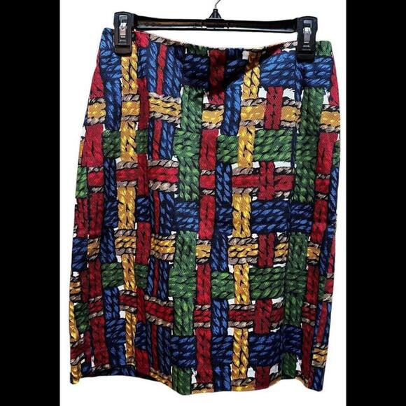 TALBOTS Women Textured Lightweight 98% Cotton Pencil Skirt Multicolor Astract 6P - Picture 1 of 3